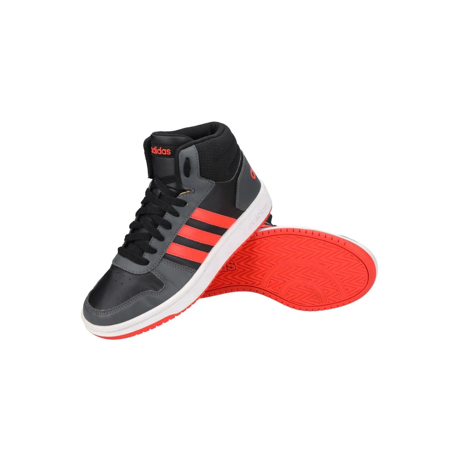 Adidas Hoops 2.0 Sneakers Leather Black Colour For Kids