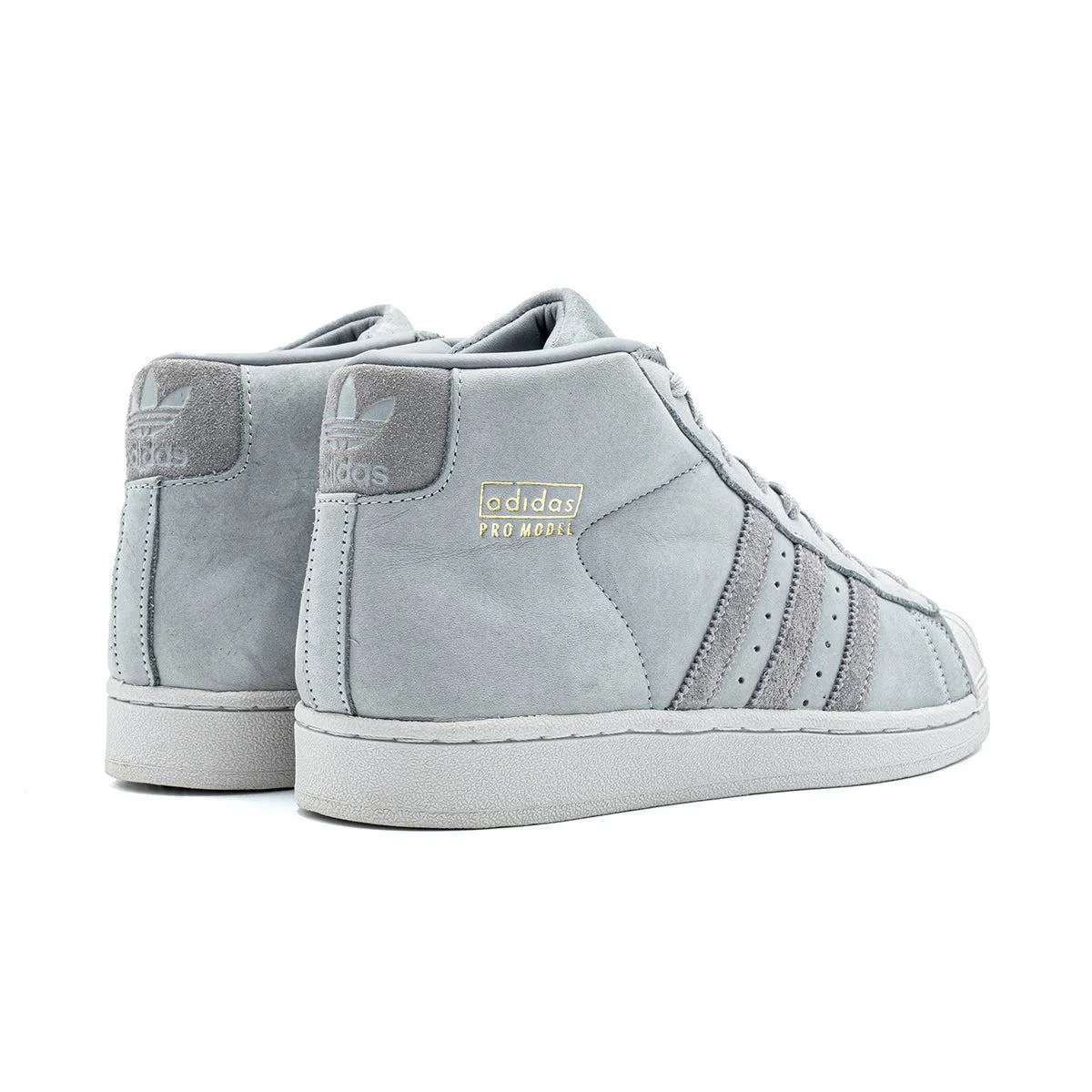 Adidas Pro Model High-Top Sneakers Nubuck Leather Grey Colour For Men