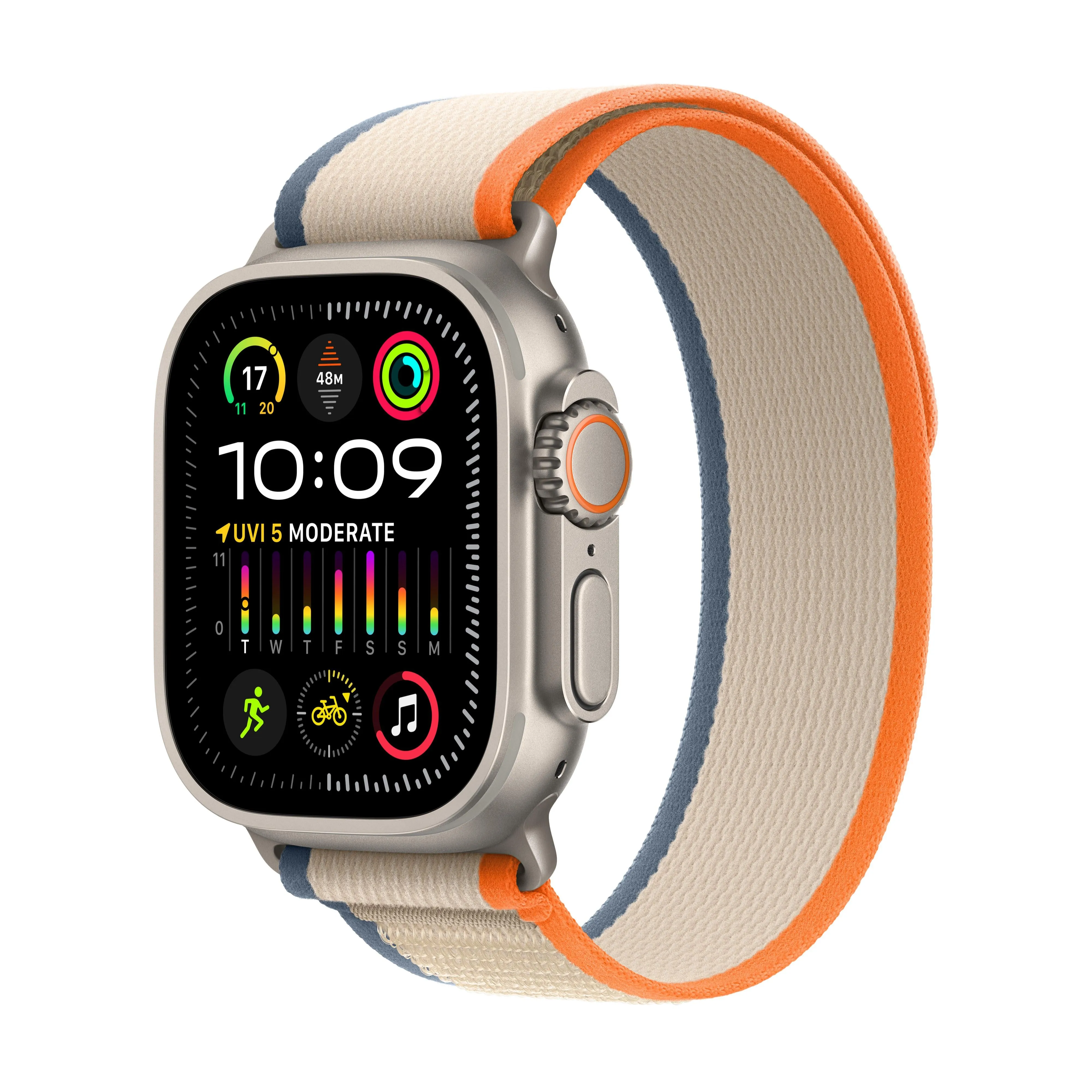 Apple Watch Ultra 2 GPS   Cellular 49mm Titanium Case with Orange/Beige Trail Loop - S/M