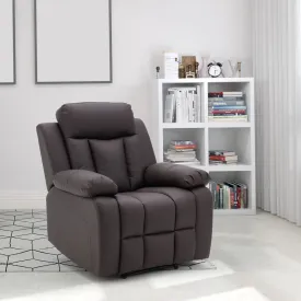 Breathable Leather Fabric Recliner Chair with PU Padded Seat Backrest, Dark Brown