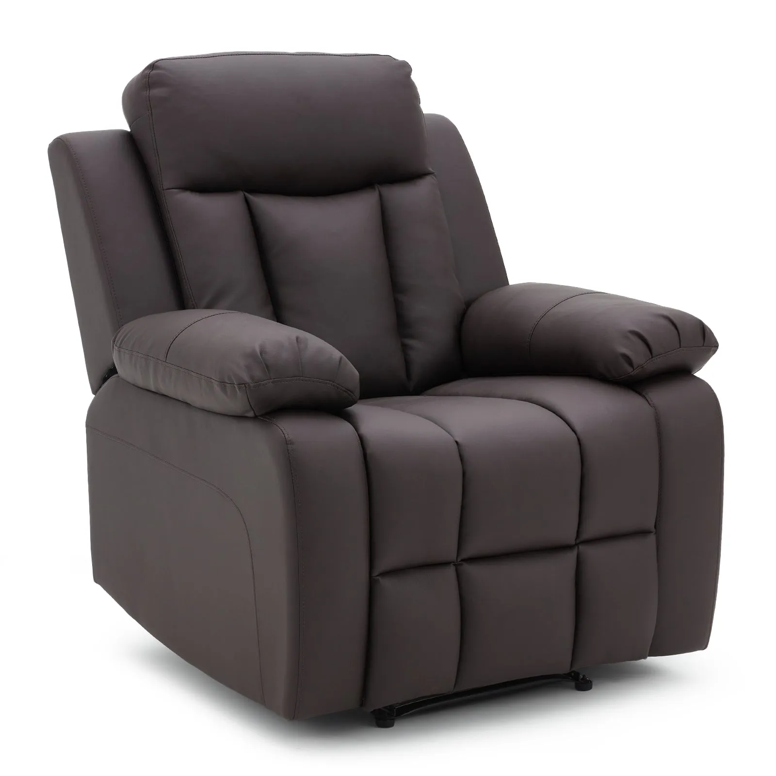 Breathable Leather Fabric Recliner Chair with PU Padded Seat Backrest, Dark Brown