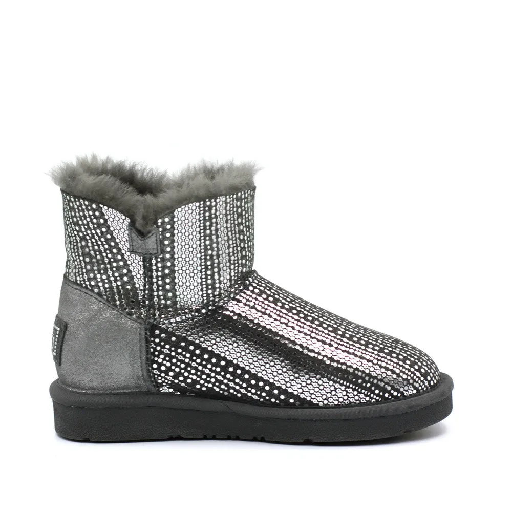 Crystal Dot Short Ugg Boot - Grey