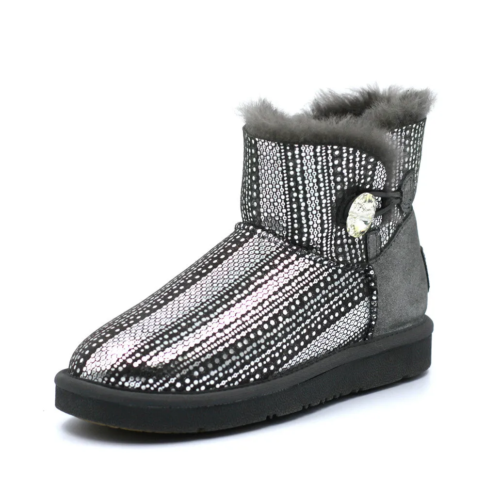 Crystal Dot Short Ugg Boot - Grey