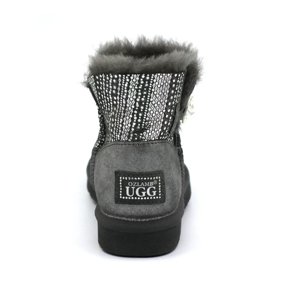 Crystal Dot Short Ugg Boot - Grey