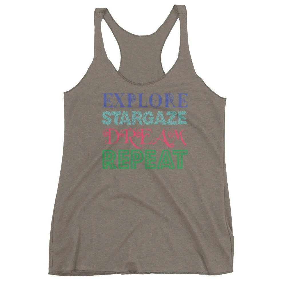 Explore Stargaze Dream Repeat Racerback Tank Top