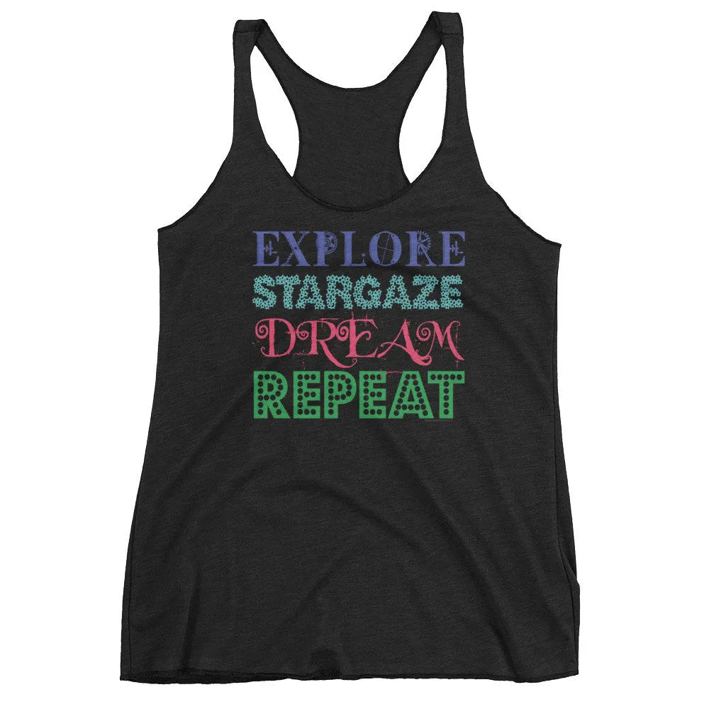 Explore Stargaze Dream Repeat Racerback Tank Top