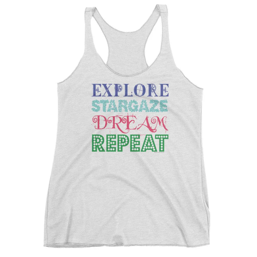 Explore Stargaze Dream Repeat Racerback Tank Top