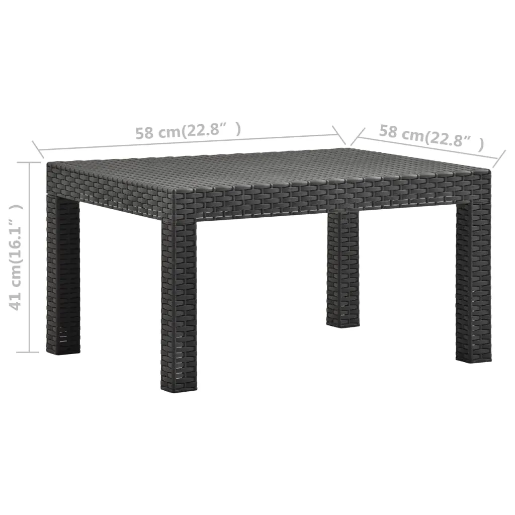 Garden Table Anthracite 58x58x41 cm PP Rattan