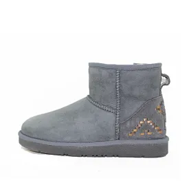 Geometric Short Ugg Boot - Grey