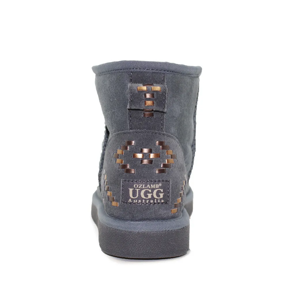 Geometric Short Ugg Boot - Grey