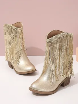 Golden Girl Rodeo Fringe Cowboy Boots By Liv and Mia