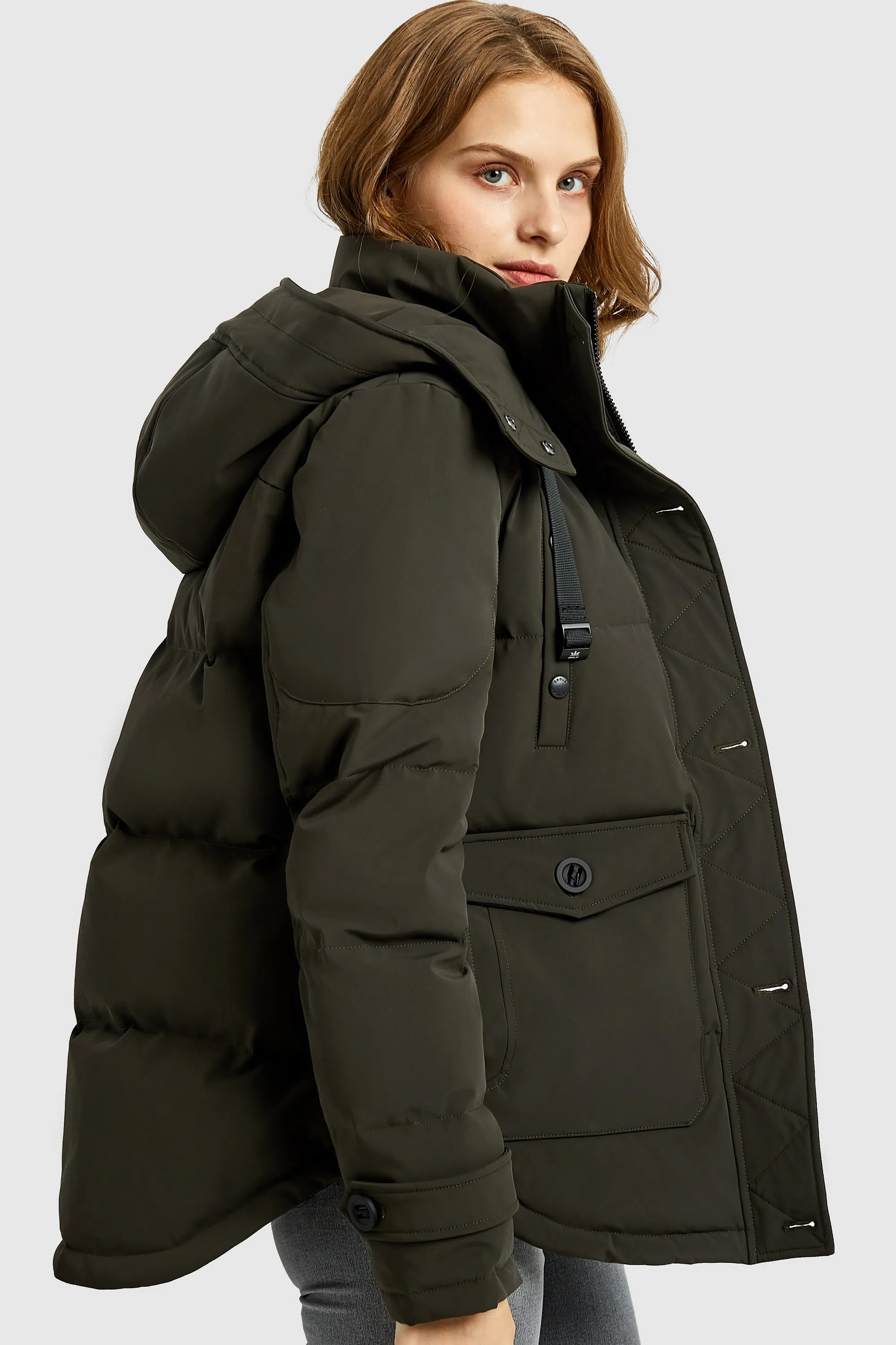 Hooded Down Jacket with Pockets