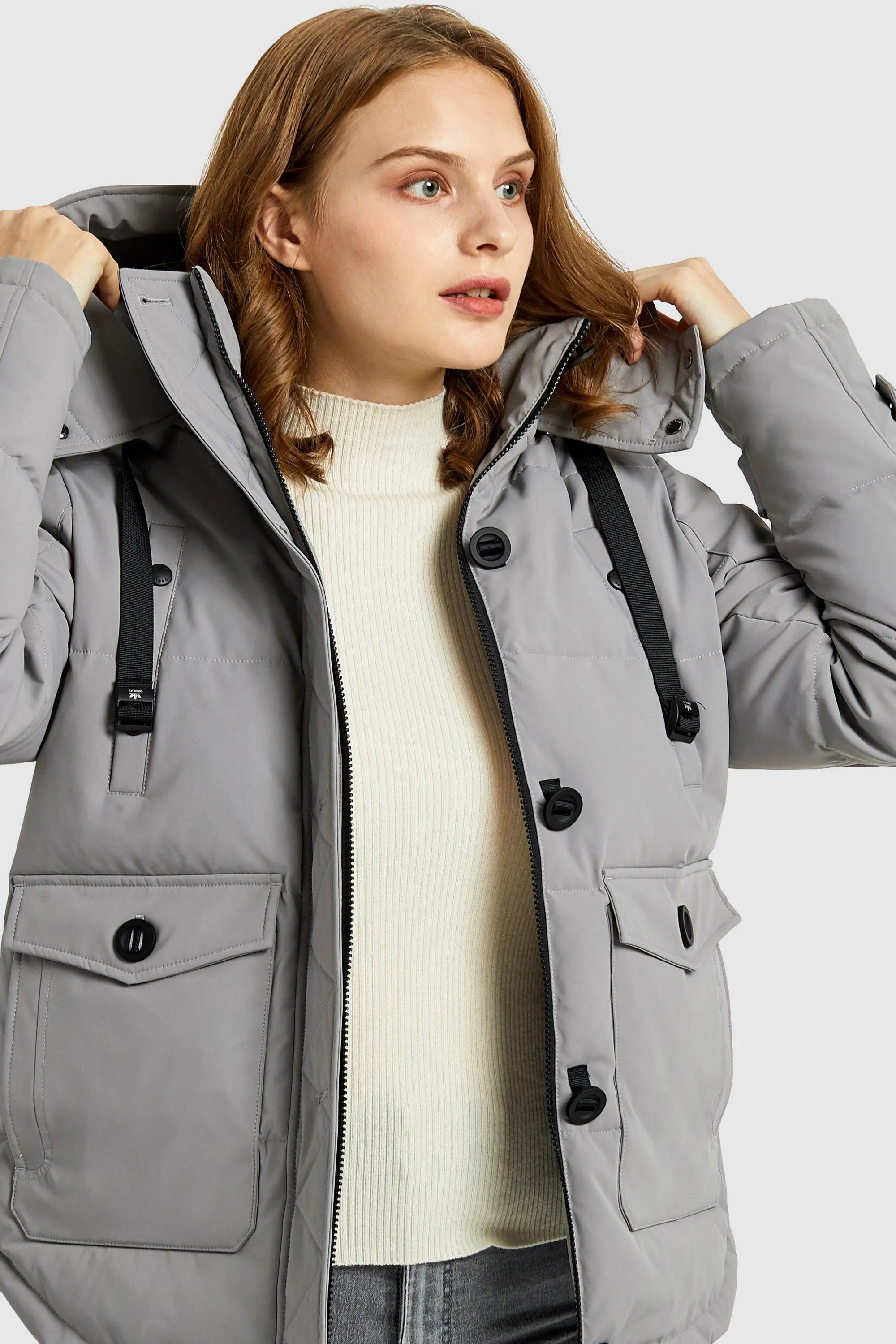 Hooded Down Jacket with Pockets