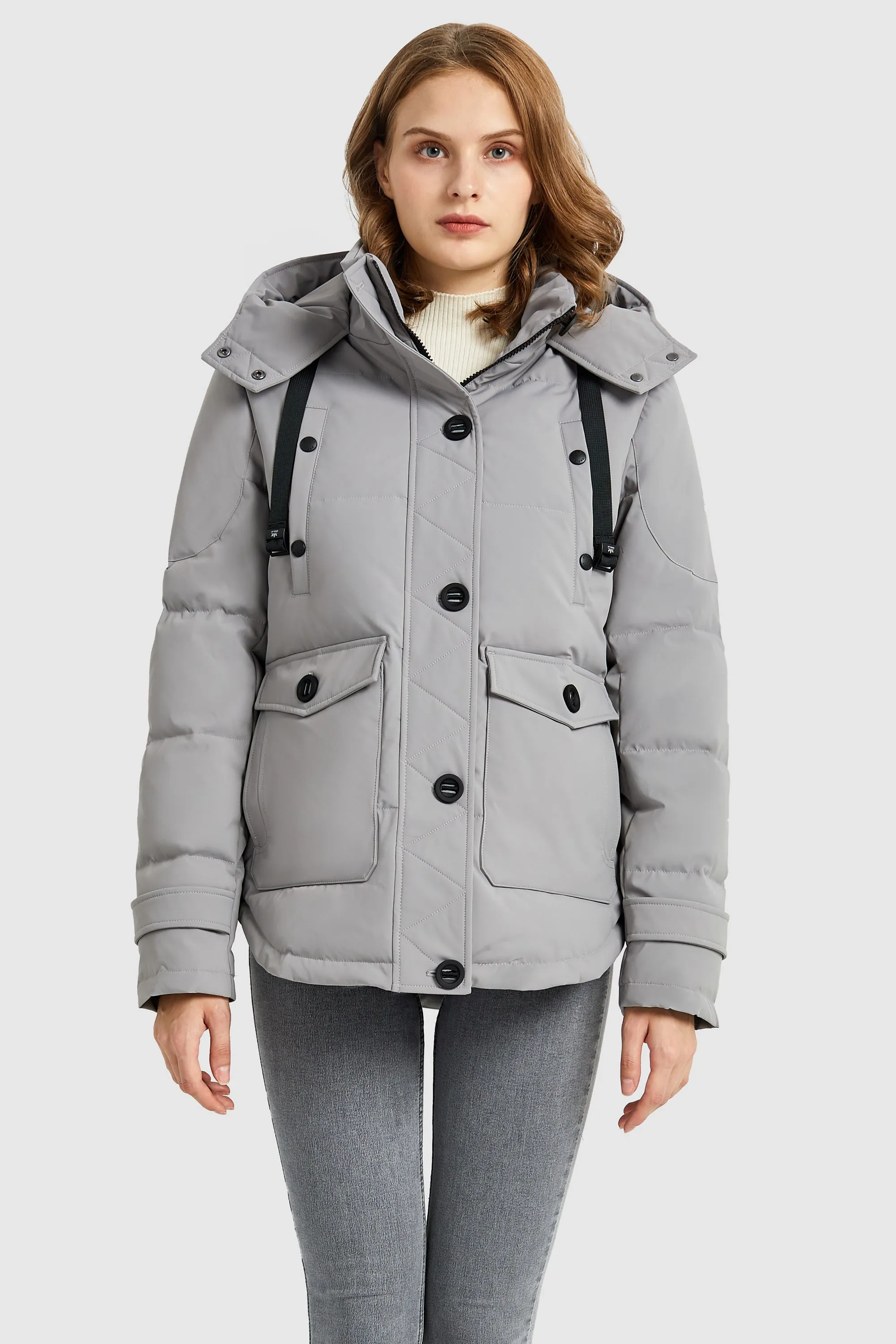 Hooded Down Jacket with Pockets