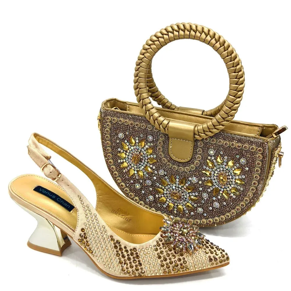 Italian Shoes and Bag Set 2024 – Rhinestone High Heels