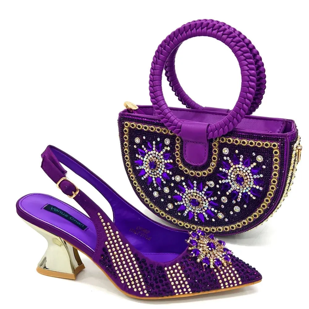 Italian Shoes and Bag Set 2024 – Rhinestone High Heels