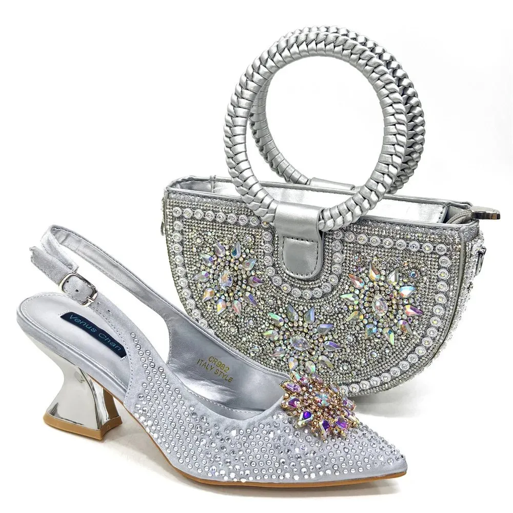 Italian Shoes and Bag Set 2024 – Rhinestone High Heels