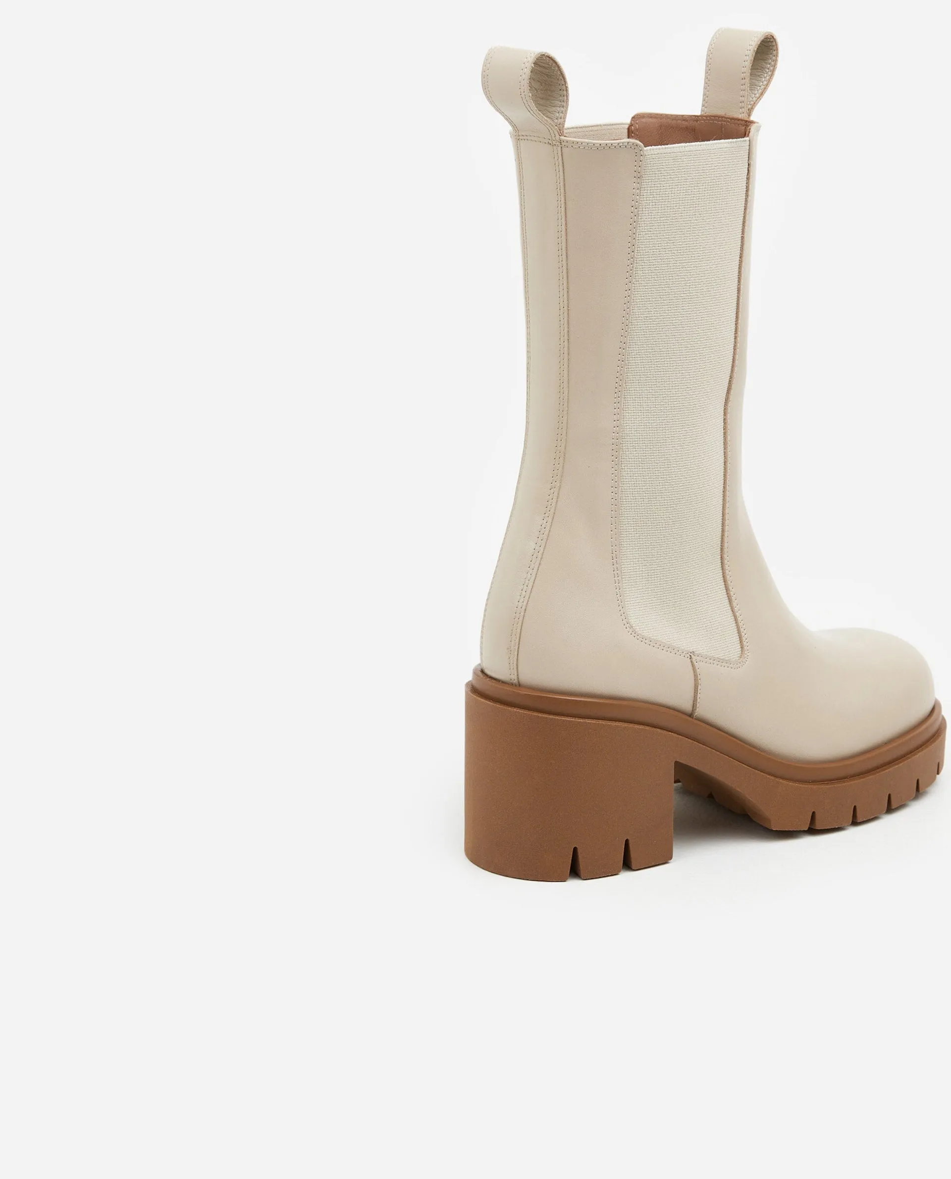 Lulu Creme Leather Chelsea Boots