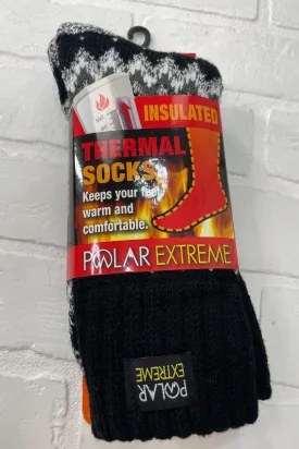 PE Men's Black Snowflake Heat Sock