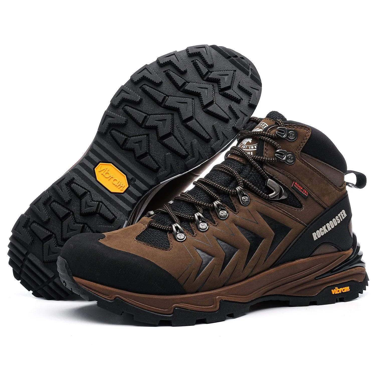 ROCKROOSTER Williamsburg Brown 6 Inch Waterproof Hiking Boots with