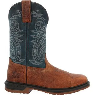 Rocky Men's Worksmart 11" WP Western Work Boot -Brown- RKW0429