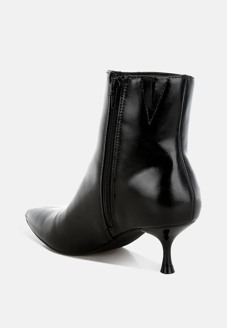 Thymus Faux Leather Kitten Heel Boots