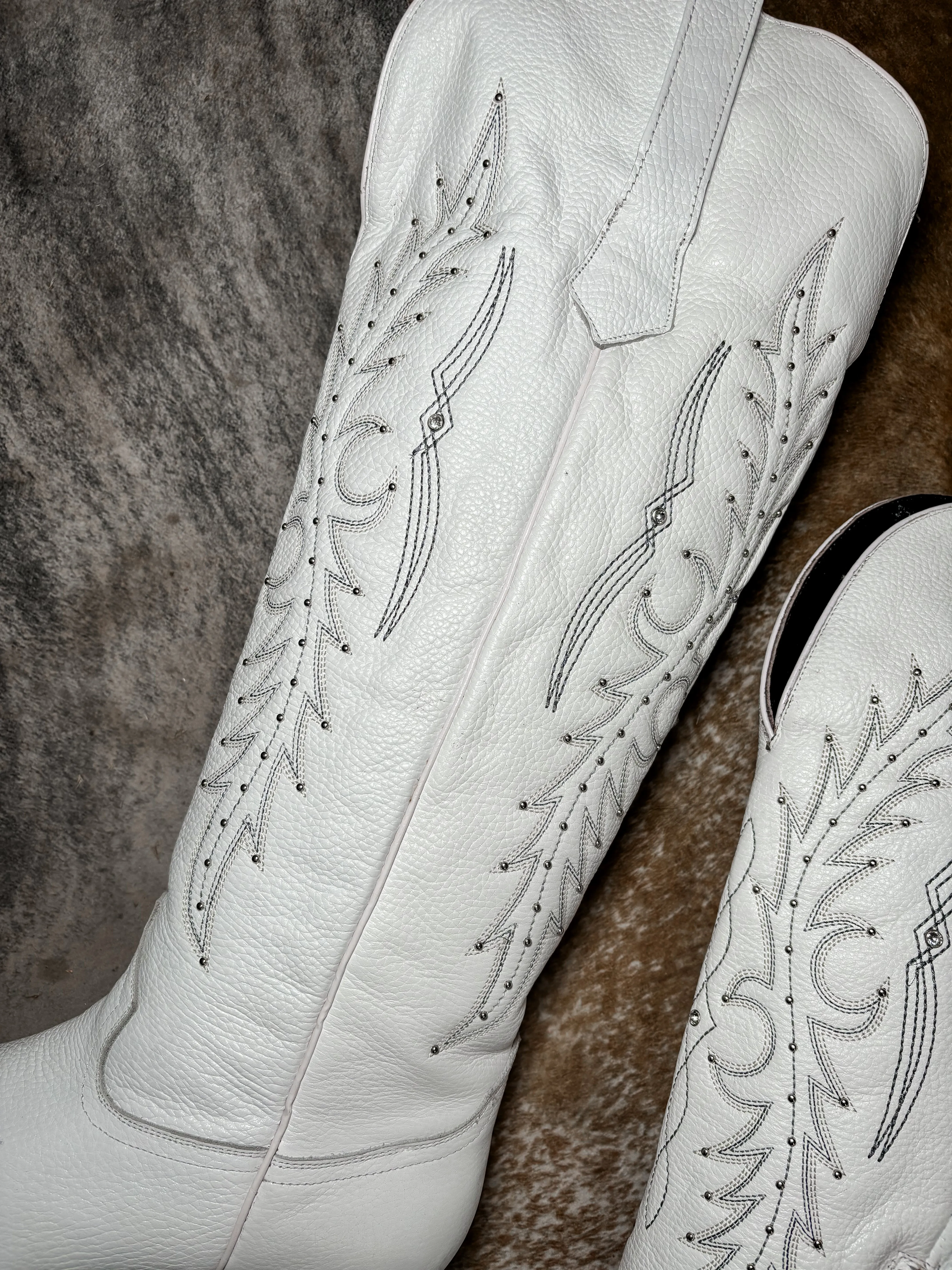 Wide calf white boots