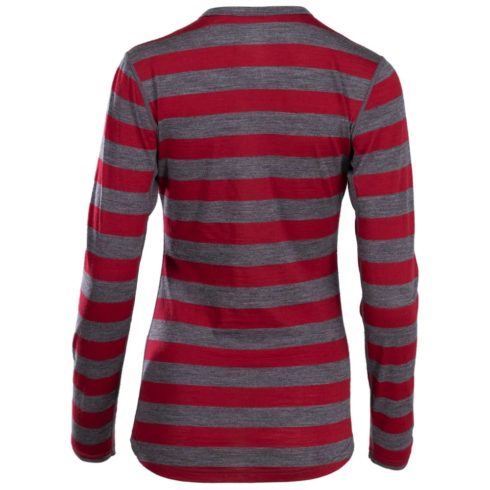 Womens Merino 180 Long Sleeve Crew (Smoke/Red)