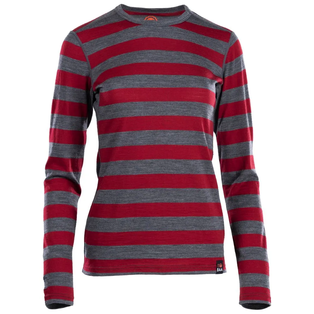 Womens Merino 180 Long Sleeve Crew (Smoke/Red)